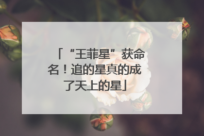 “王菲星”获命名！追的星真的成了天上的星