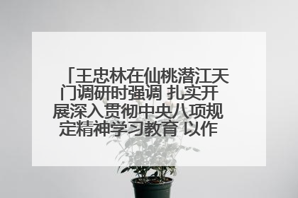 王忠林在仙桃潜江天门调研时强调 扎实开展深入贯彻中央八项规定精神学习教育 以作风建设新成效加快推动高质量发展