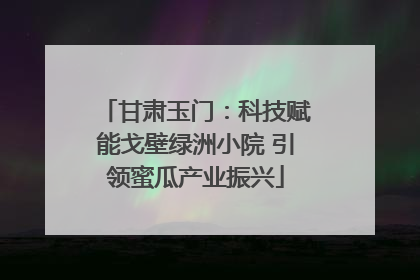 甘肃玉门：科技赋能戈壁绿洲小院 引领蜜瓜产业振兴