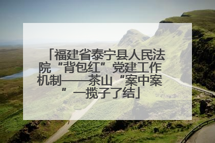 福建省泰宁县人民法院“背包红”党建工作机制——茶山“案中案”一揽子了结