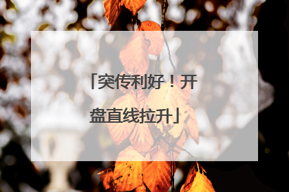 突传利好！开盘直线拉升