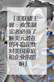 美联储主席：政策制定者必须了解美元潜在的不稳定性对美国家庭和企业的影响