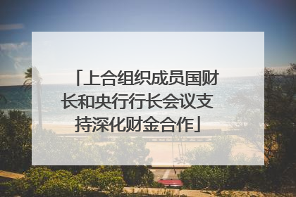 上合组织成员国财长和央行行长会议支持深化财金合作