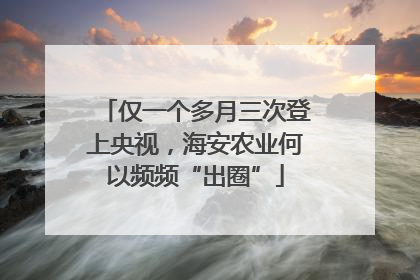 仅一个多月三次登上央视，海安农业何以频频“出圈”