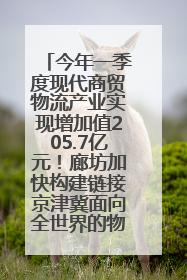 今年一季度现代商贸物流产业实现增加值205.7亿元！廊坊加快构建链接京津冀面向全世界的物流通道