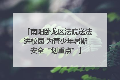 南阳卧龙区法院送法进校园 为青少年暑期安全“划重点”