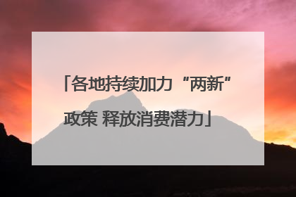 各地持续加力“两新”政策 释放消费潜力