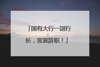 国有大行一副行长，官宣辞职！