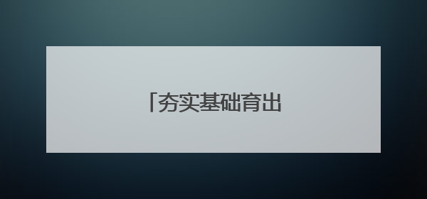 夯实基础育出“致富田”