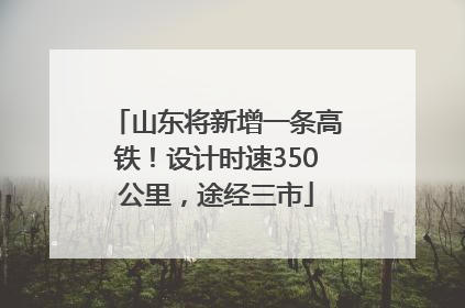 山东将新增一条高铁！设计时速350公里，途经三市