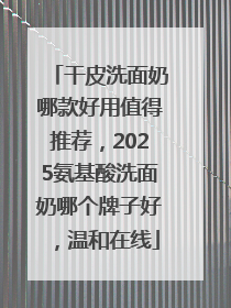 干皮洗面奶哪款好用值得推荐，2025氨基酸洗面奶哪个牌子好，温和在线