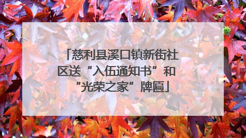 慈利县溪口镇新街社区送“入伍通知书”和“光荣之家”牌匾
