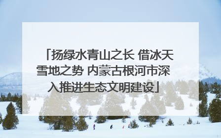 扬绿水青山之长 借冰天雪地之势 内蒙古根河市深入推进生态文明建设