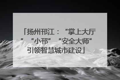 扬州邗江：“掌上大厅”“小邗”“安全大师”引领智慧城市建设