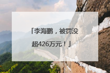 李海鹏，被罚没超426万元！