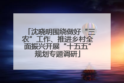 沈晓明围绕做好“三农”工作、推进乡村全面振兴开展“十五五”规划专题调研