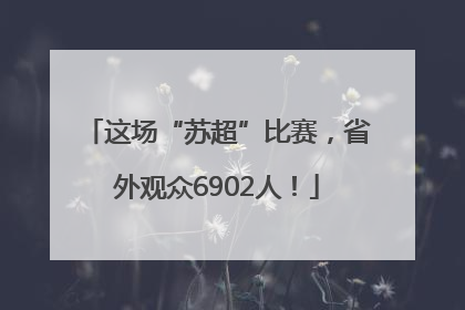 这场“苏超”比赛，省外观众6902人！