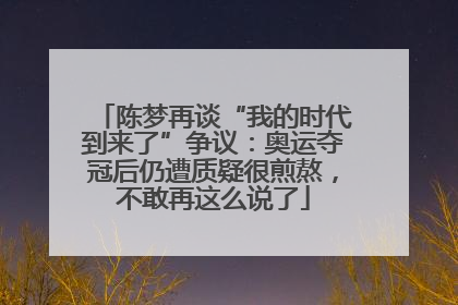 陈梦再谈“我的时代到来了”争议：奥运夺冠后仍遭质疑很煎熬，不敢再这么说了