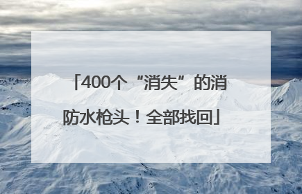 400个“消失”的消防水枪头！全部找回